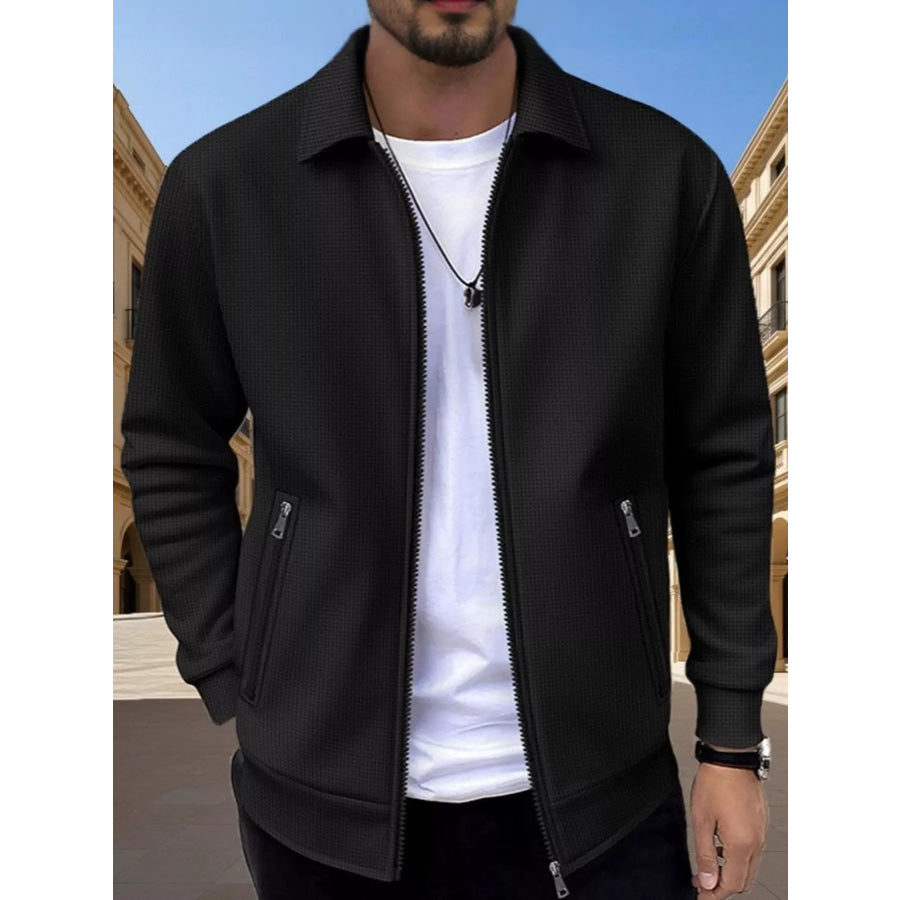 Men’s Full Size Zip Up Casual Jacket Plus Black / S Apparel and Accessories