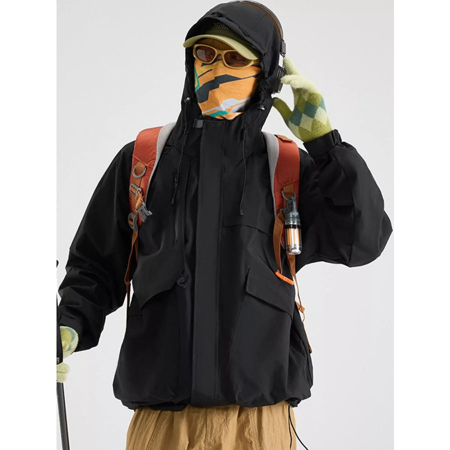 Men’s Full Size Zip Up Hooded Jacket Plus Black / S Apparel and Accessories