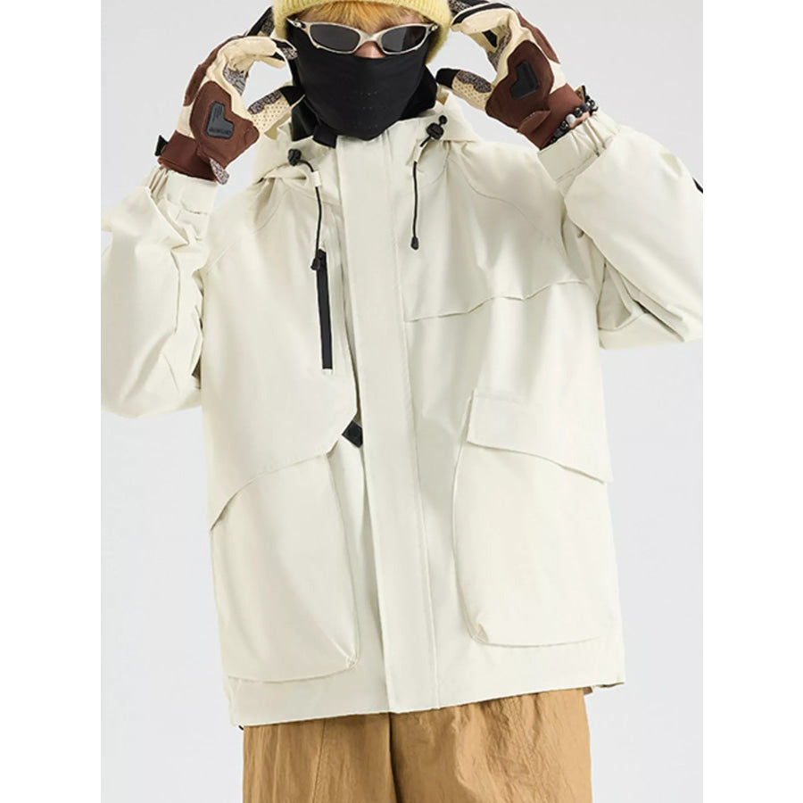 Men’s Full Size Zip Up Hooded Jacket Plus White / S Apparel and Accessories