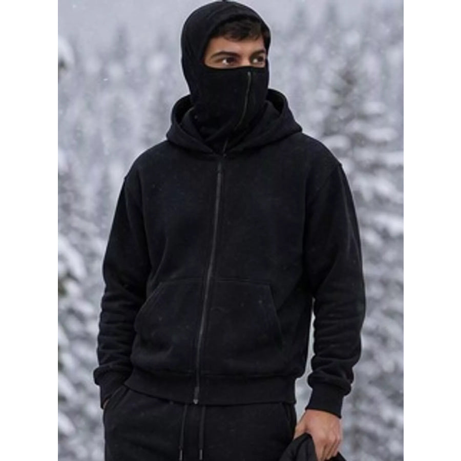 Men’s Full Size Zip-Up Integrated Ski Hoodie with Pockets Plus Apparel and Accessories