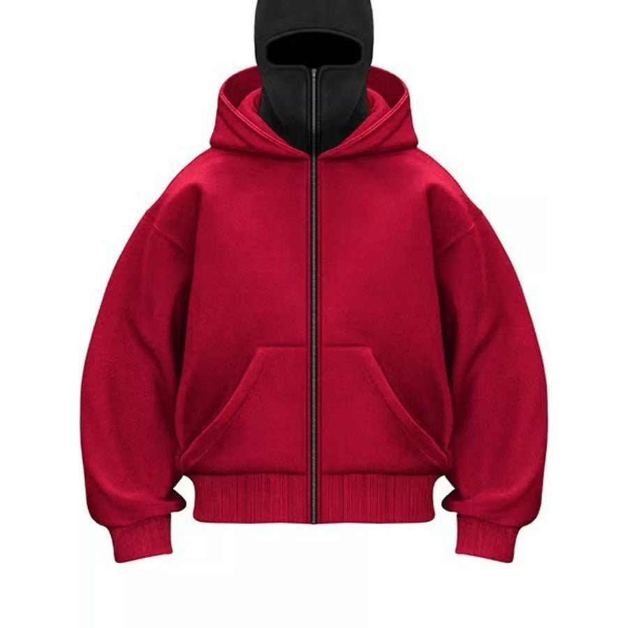 Men’s Full Size Zip-Up Integrated Ski Hoodie with Pockets Plus Apparel and Accessories