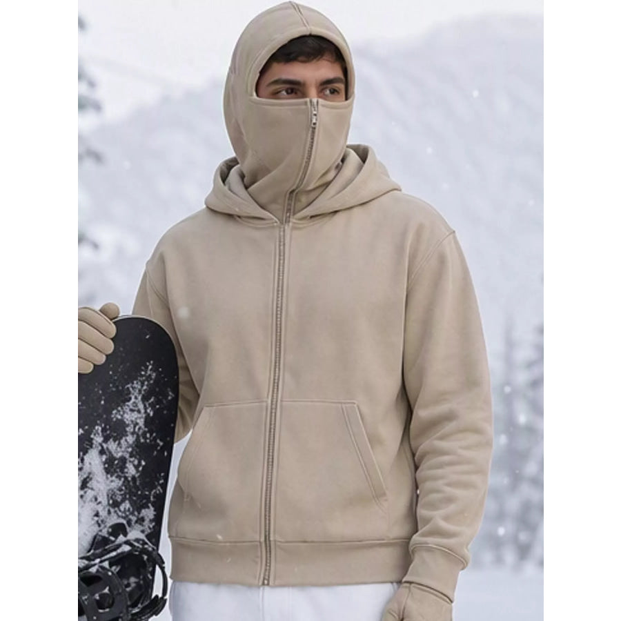 Men’s Full Size Zip-Up Integrated Ski Hoodie with Pockets Plus Apparel and Accessories