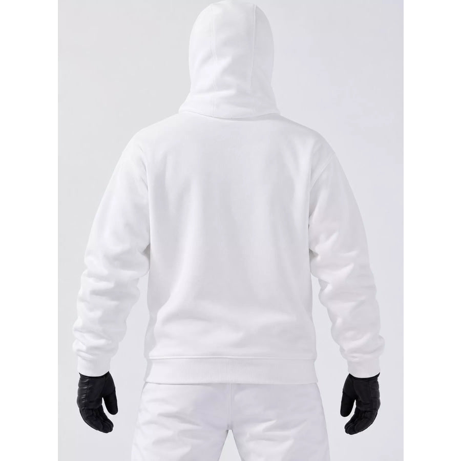 Men’s Full Size Zip-Up Integrated Ski Hoodie with Pockets Plus White / S Apparel and Accessories