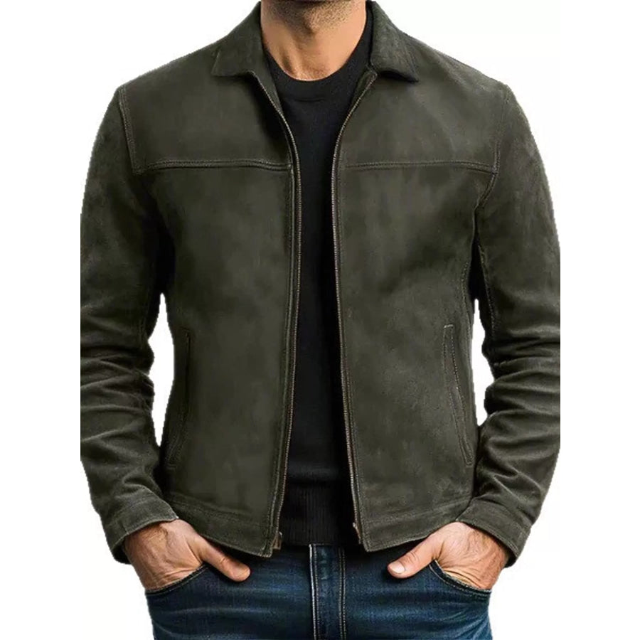 Men’s Full Size Zip Up Long Sleeve Jacket Plus Apparel and Accessories