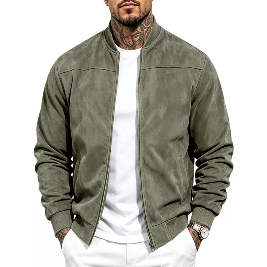 Men’s Full Size Zip Up Long Sleeve Jacket Plus Army Green / S Apparel and Accessories