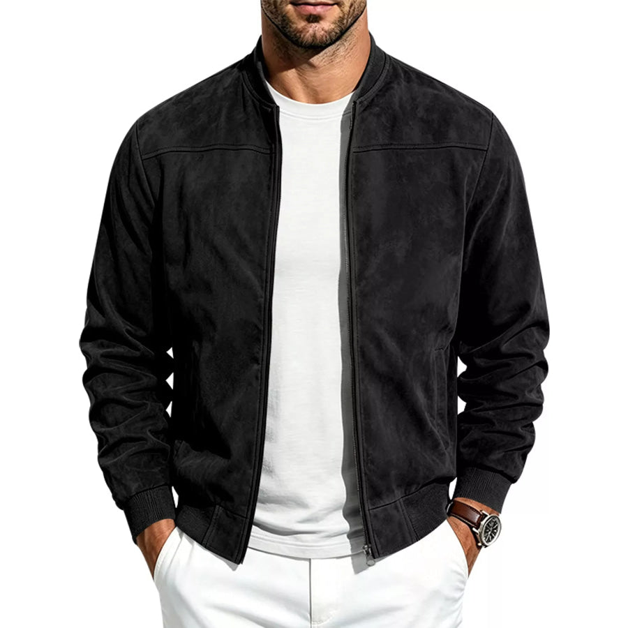 Men’s Full Size Zip Up Long Sleeve Jacket Plus Black / S Apparel and Accessories