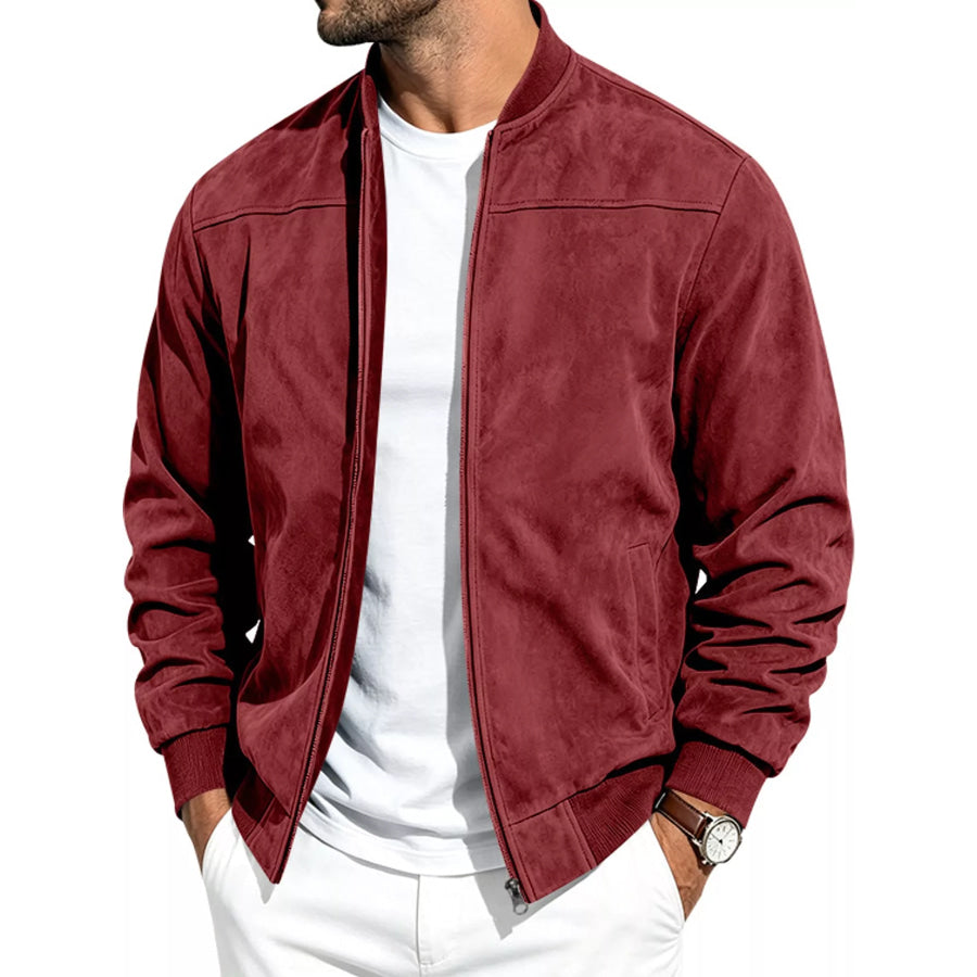 Men’s Full Size Zip Up Long Sleeve Jacket Plus Burgundy / S Apparel and Accessories