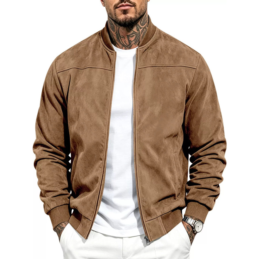 Men’s Full Size Zip Up Long Sleeve Jacket Plus Caramel / S Apparel and Accessories