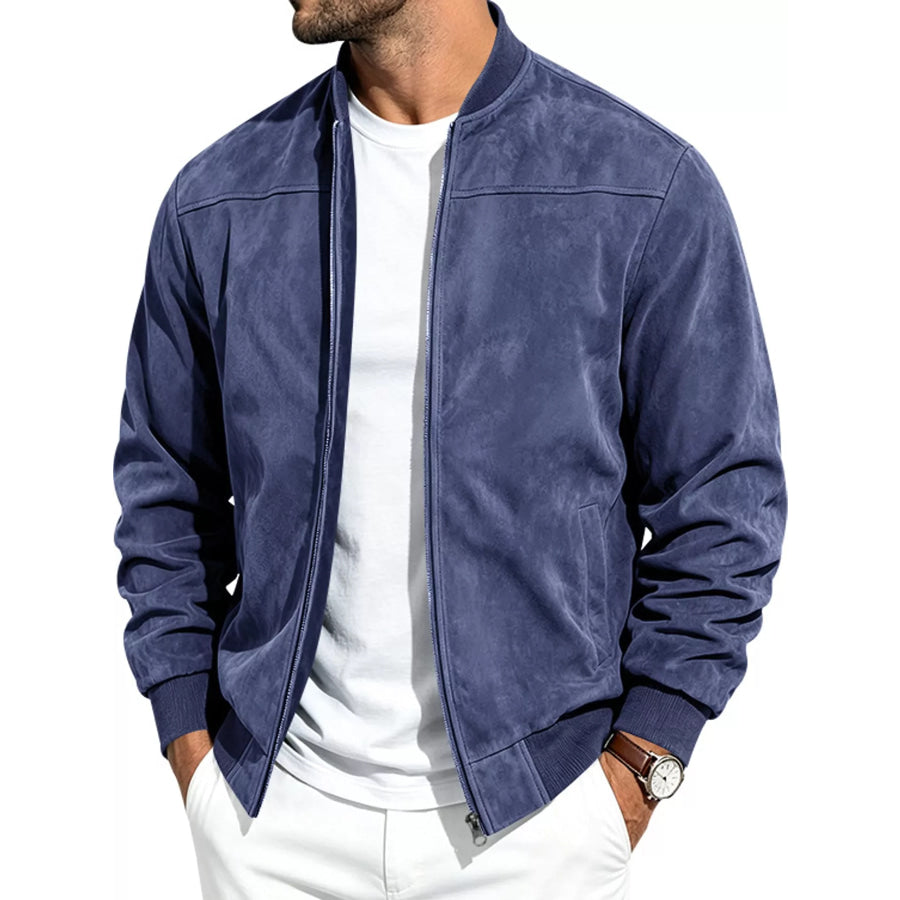 Men’s Full Size Zip Up Long Sleeve Jacket Plus Navy / S Apparel and Accessories