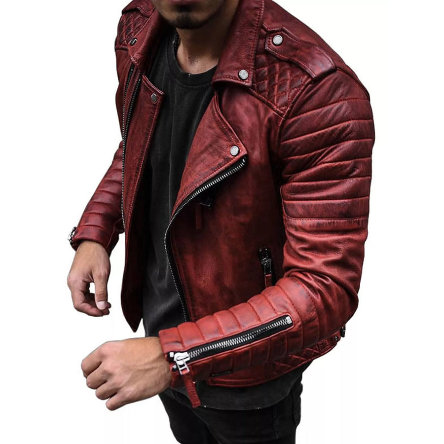 Men’s Full Size Zip Up Long Sleeve Jacket Plus Red / S Apparel and Accessories