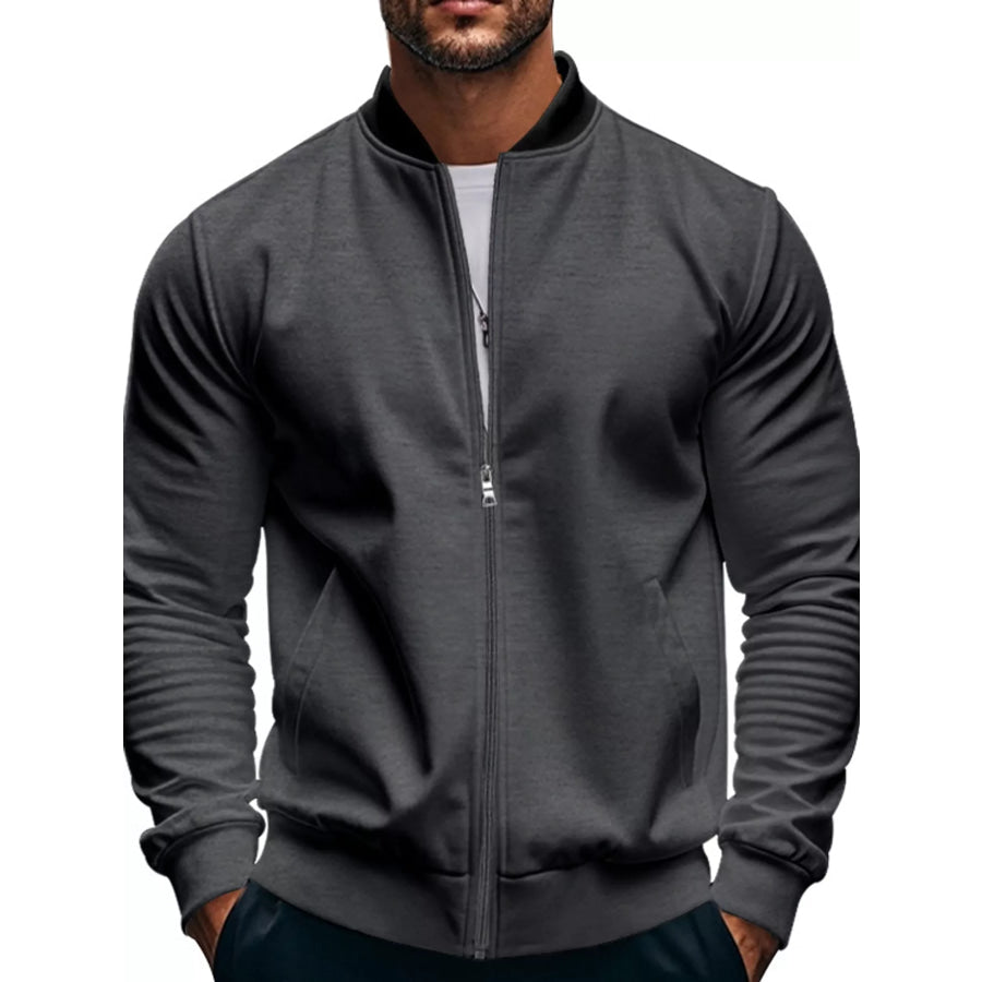 Men’s Full Size Zip Up Slim-Fit Bomber Jacket Plus Dark Gray / S Apparel and Accessories