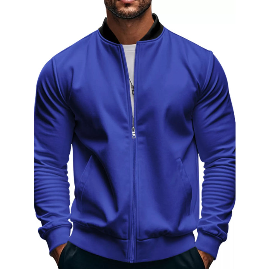 Men’s Full Size Zip Up Slim-Fit Bomber Jacket Plus Royal Blue / S Apparel and Accessories