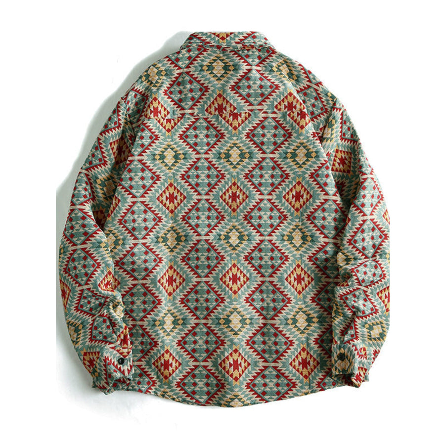 Men’s Geometric Button Up Shacket Apparel and Accessories