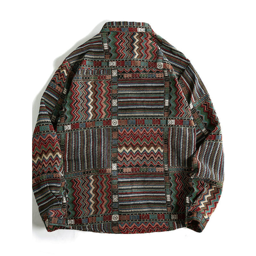 Men’s Geometric Button Up Shacket Apparel and Accessories