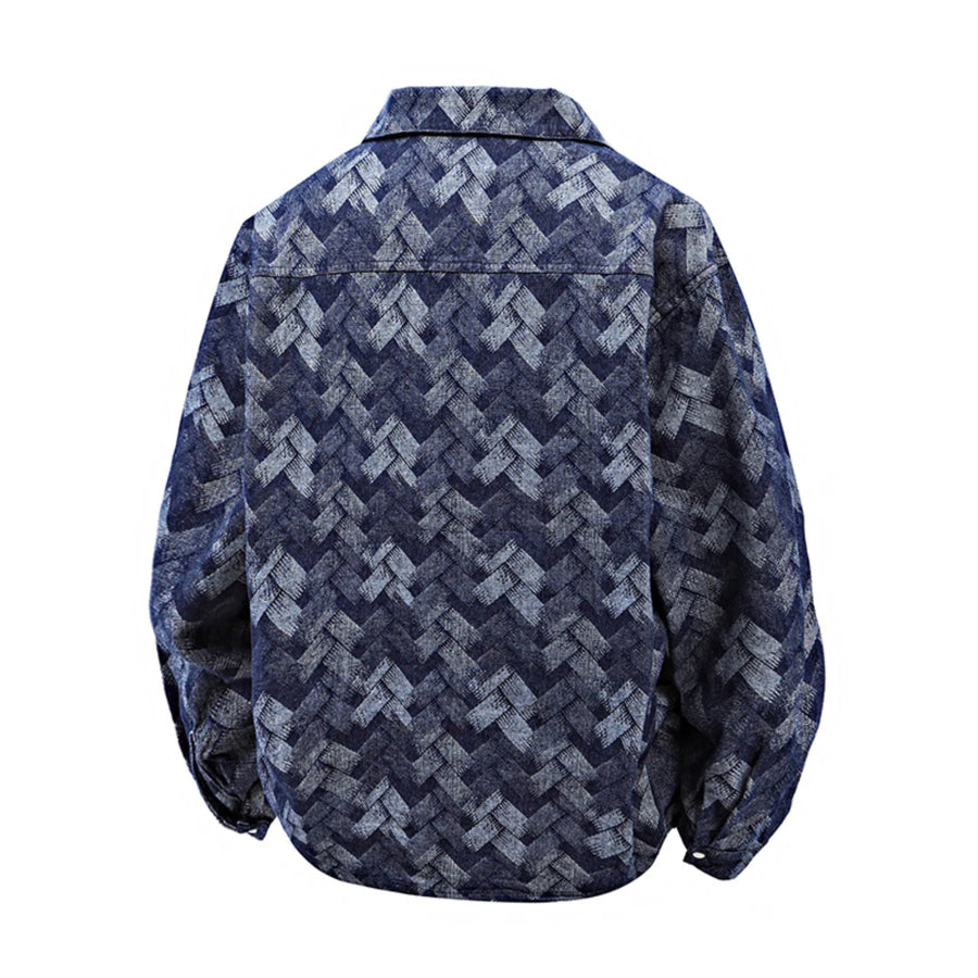 Men’s Geometric Patterned Denim Jacket Apparel and Accessories