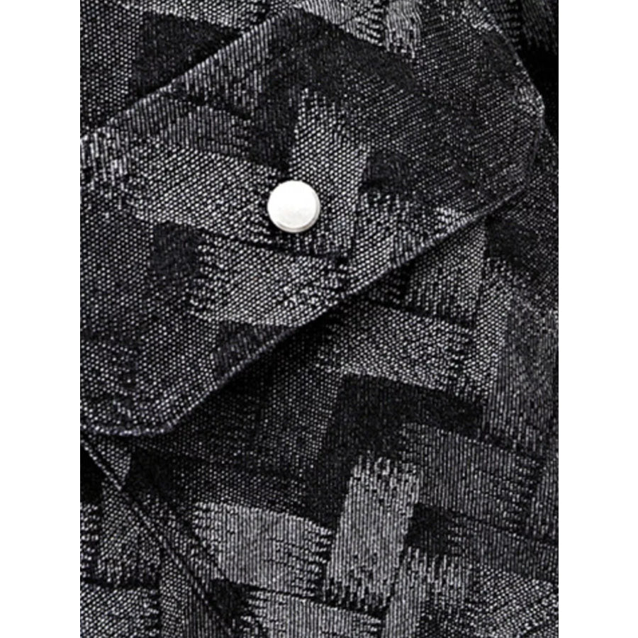 Men’s Geometric Patterned Denim Jacket Apparel and Accessories