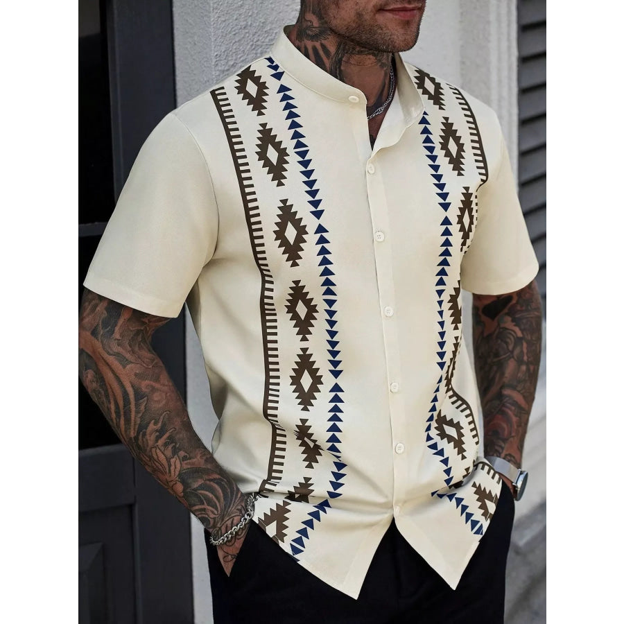 Men’s Geometric Print Short Sleeve Shirt Apparel and Accessories