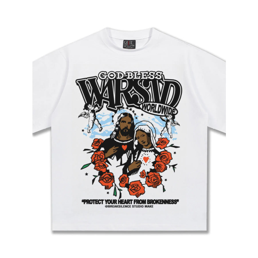 Men’s God-Bless Graphic Print Vintage Wash T-Shirt Apparel and Accessories