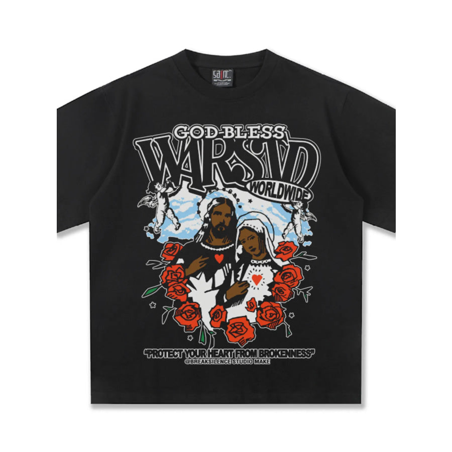 Men’s God-Bless Graphic Print Vintage Wash T-Shirt Apparel and Accessories