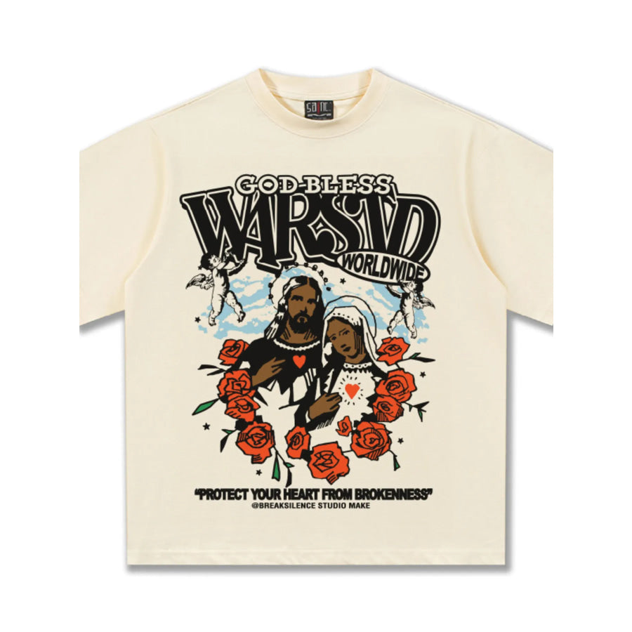 Men’s God-Bless Graphic Print Vintage Wash T-Shirt Apparel and Accessories