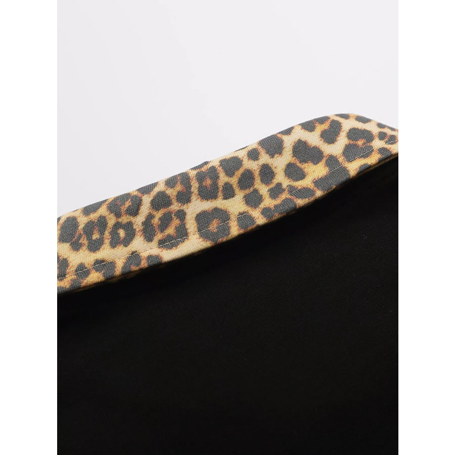Men’s Gothic Cross Print Polo with Leopard Collar Apparel and Accessories