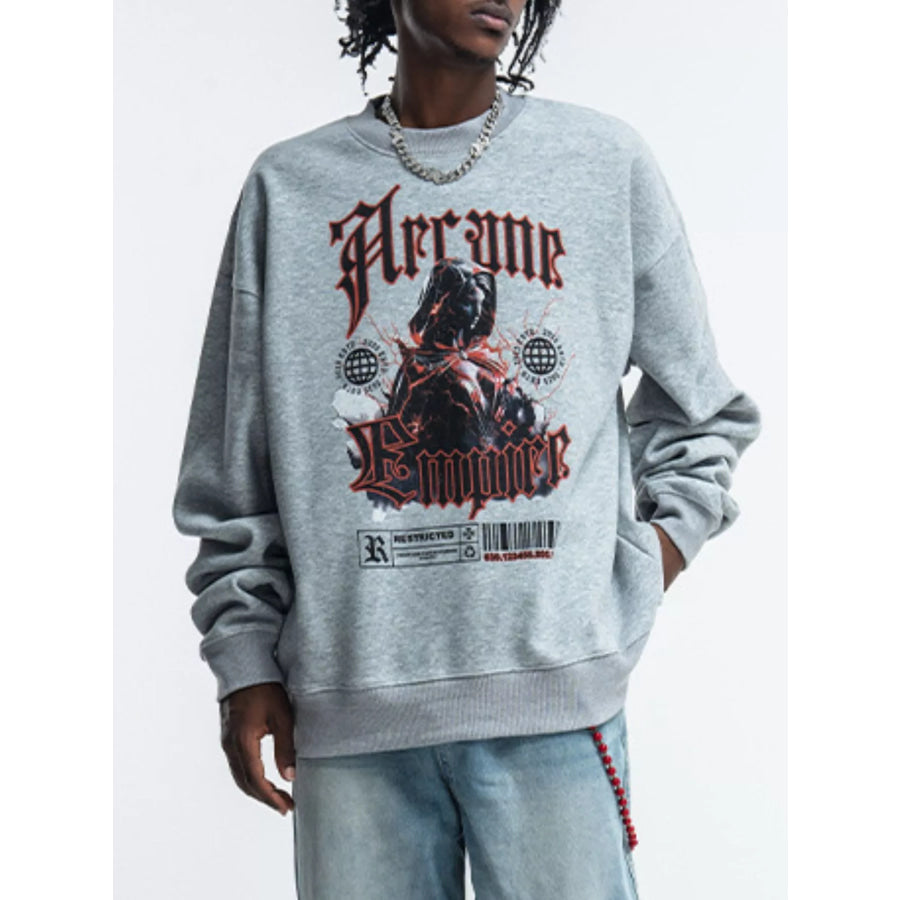 Men’s Gothic Graphic Crewneck Sweatshirt Flower Ash / S Apparel and Accessories