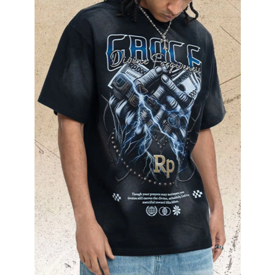Men’s Grace Divine Forgiveness Graphic T-Shirt Black / S Apparel and Accessories