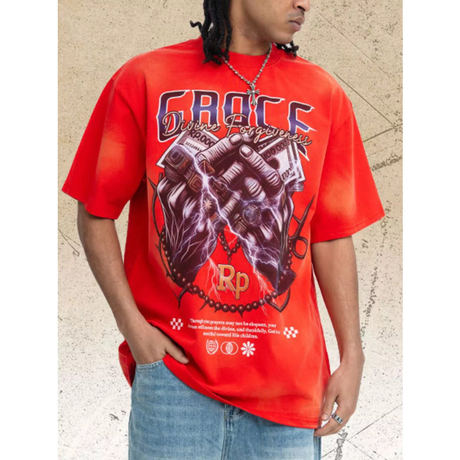 Men’s Grace Divine Forgiveness Graphic T-Shirt Red / S Apparel and Accessories