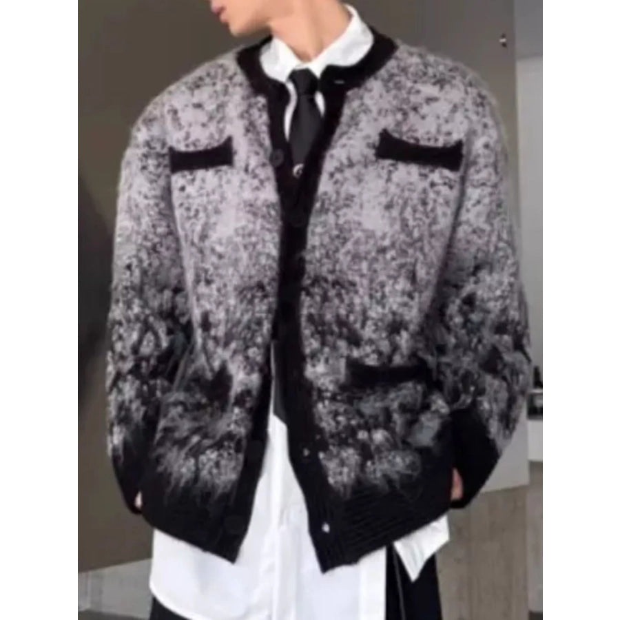 Men’s Gradient Long Sleeve Cardigan Black / M Apparel and Accessories