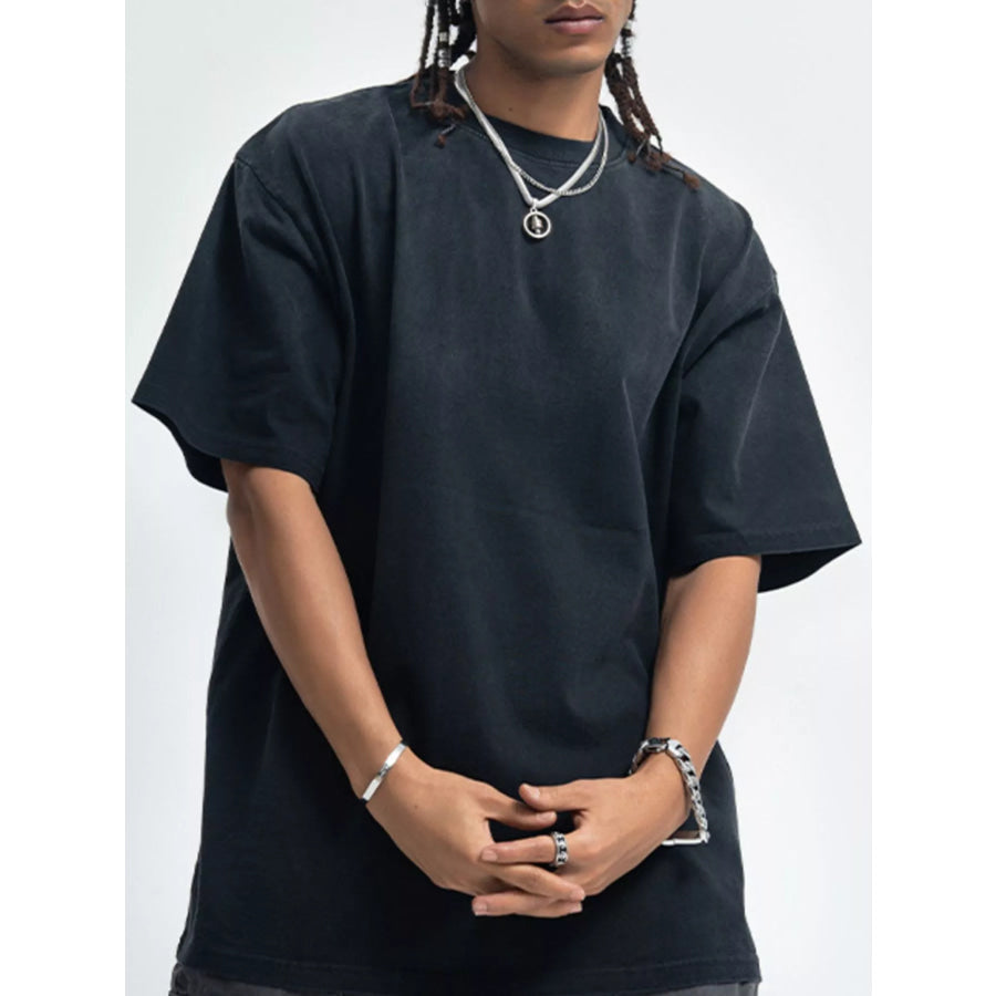 Men’s Gradient Round Neck Oversized T-Shirt Wash Black / S Apparel and Accessories