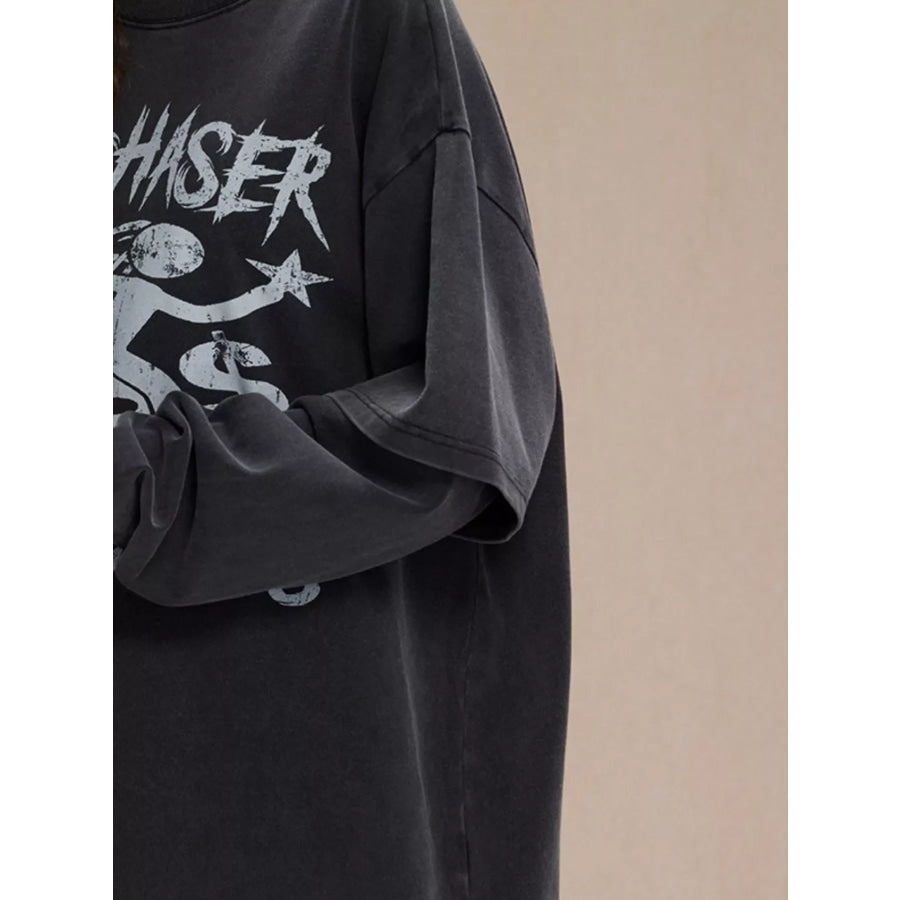 Men’s Graphic Round Neck Long Sleeve T-Shirt Apparel and Accessories