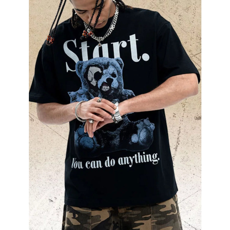 Men’s Graphic Round Neck Oversized T-Shirt Apparel and Accessories