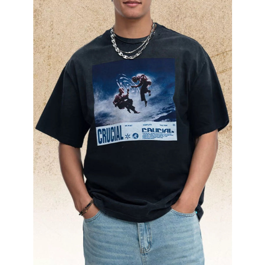 Men’s Graphic Round Neck Oversized T-Shirt Apparel and Accessories