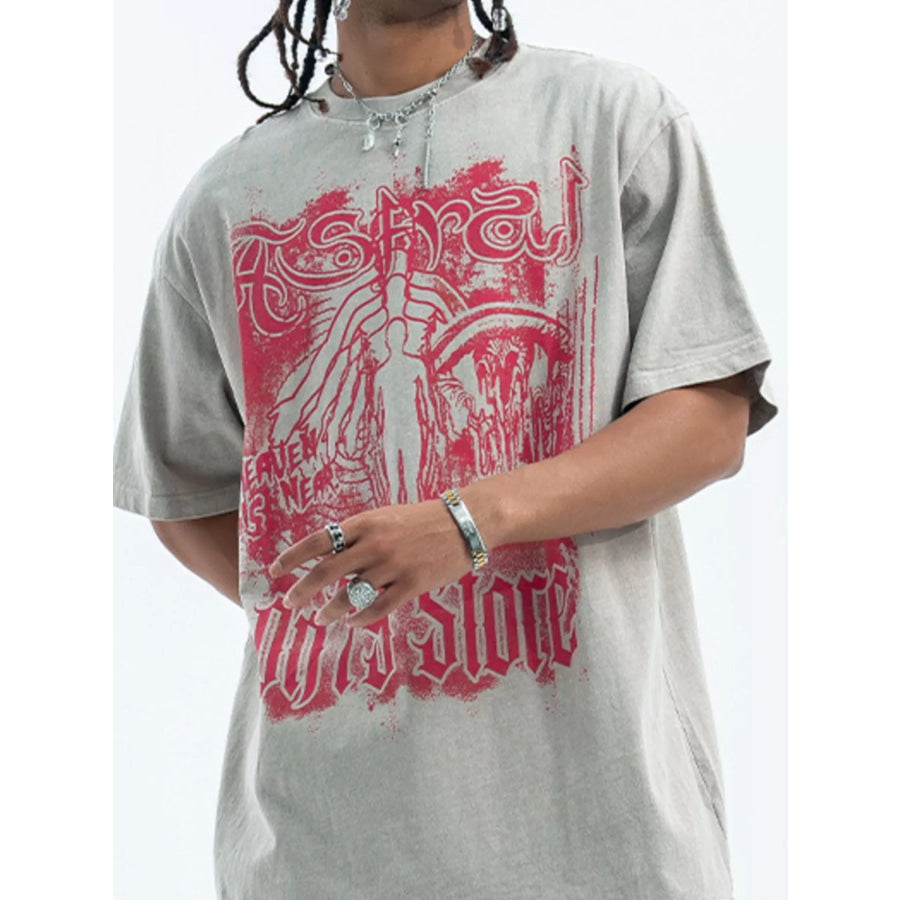 Men’s Graphic Round Neck Oversized T-Shirt Apparel and Accessories