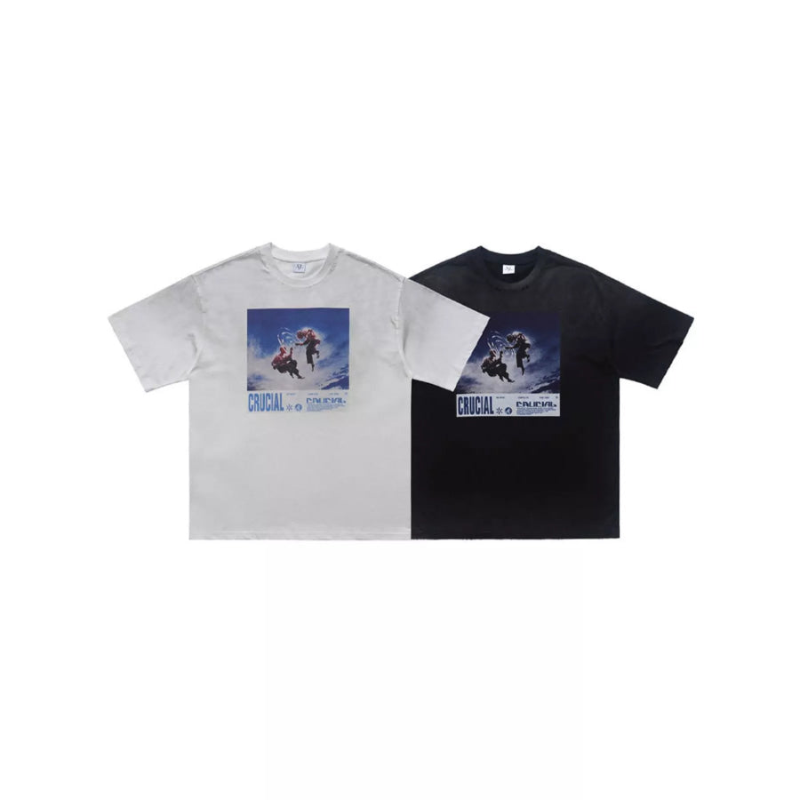 Men’s Graphic Round Neck Oversized T-Shirt Apparel and Accessories