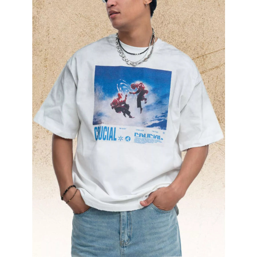 Men’s Graphic Round Neck Oversized T-Shirt Apparel and Accessories