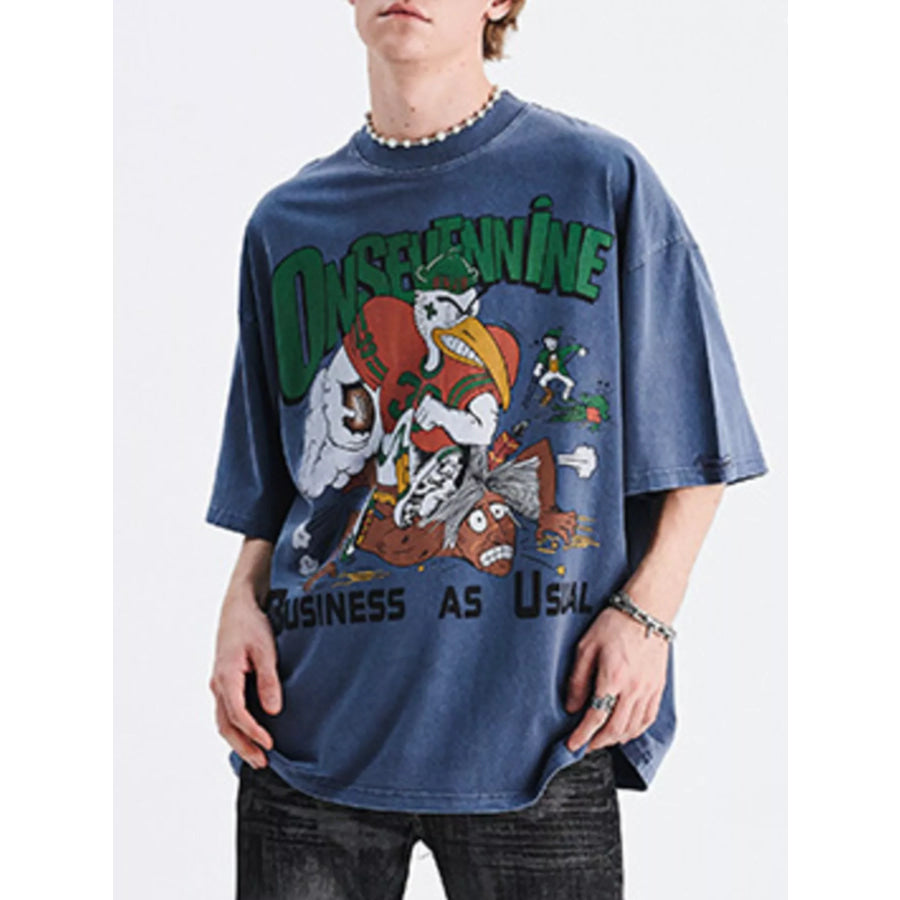 Men’s Graphic Round Neck Oversized T-Shirt Apparel and Accessories