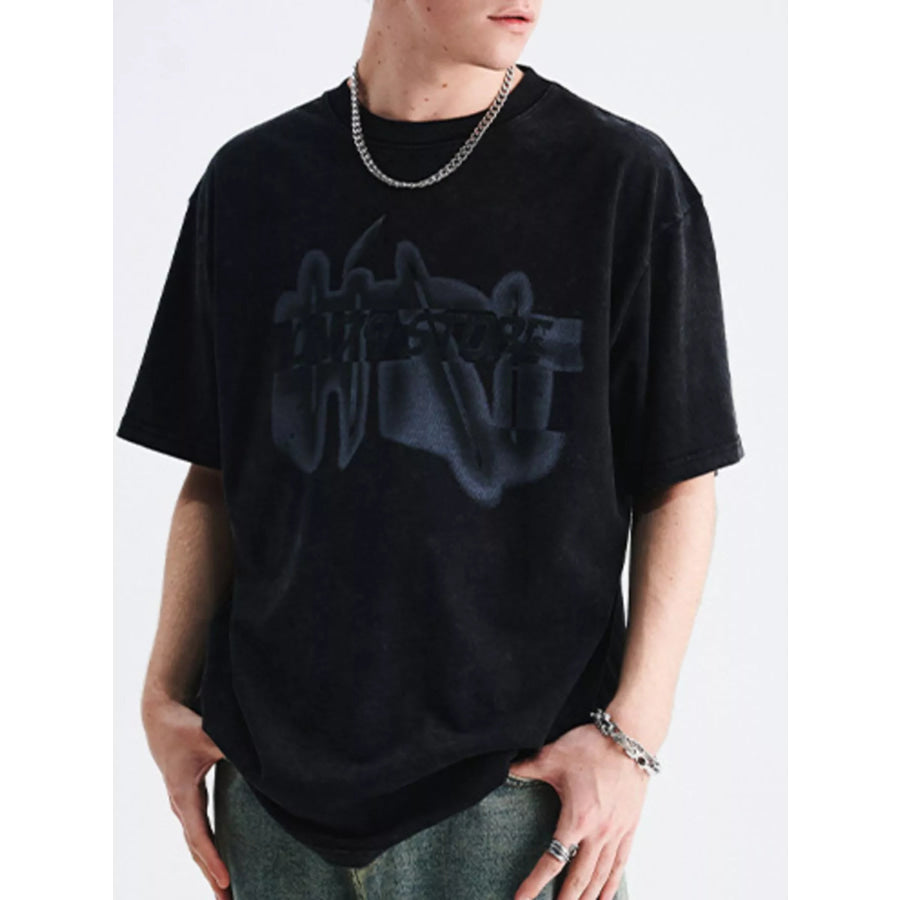 Men’s Graphic Round Neck Oversized T-Shirt Black / M Apparel and Accessories