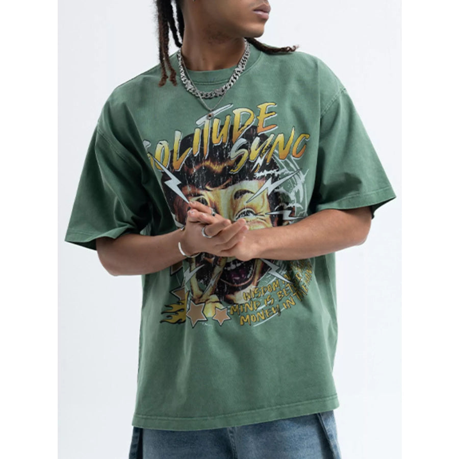 Men’s Graphic Round Neck Relaxed Fit T-Shirt Apparel and Accessories