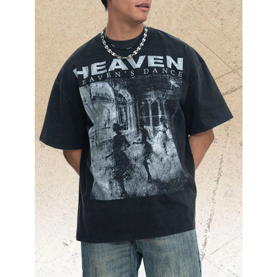 Men’s Graphic Round Neck Short Sleeve T-Shirt Black / M Apparel and Accessories