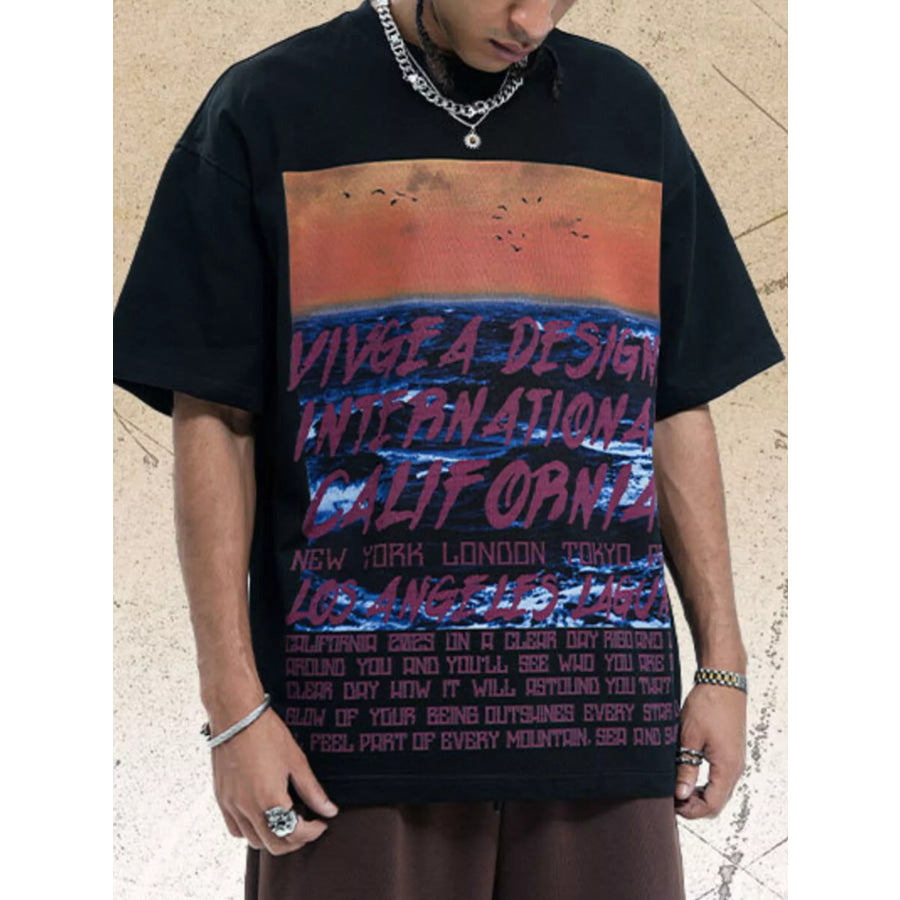 Men’s Graphic Round Neck Short Sleeve Tee Apparel and Accessories