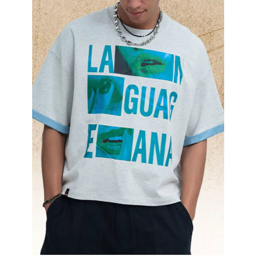 Men’s Graphic Round Neck Short Sleeve Top Turquoise / M Apparel and Accessories