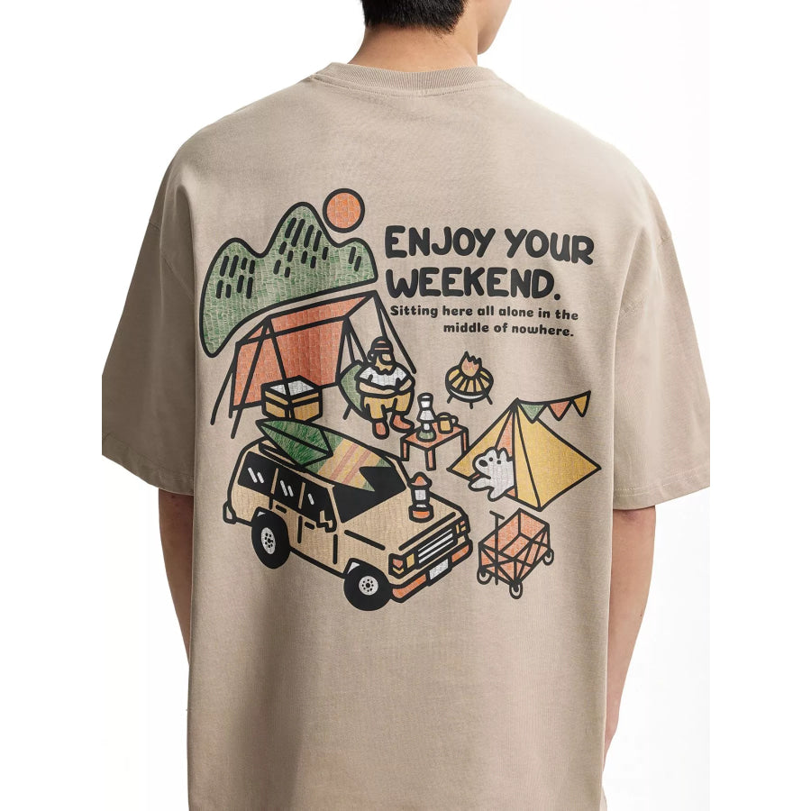 Men’s Graphic Round Neck T-Shirt Khaki / M Apparel and Accessories