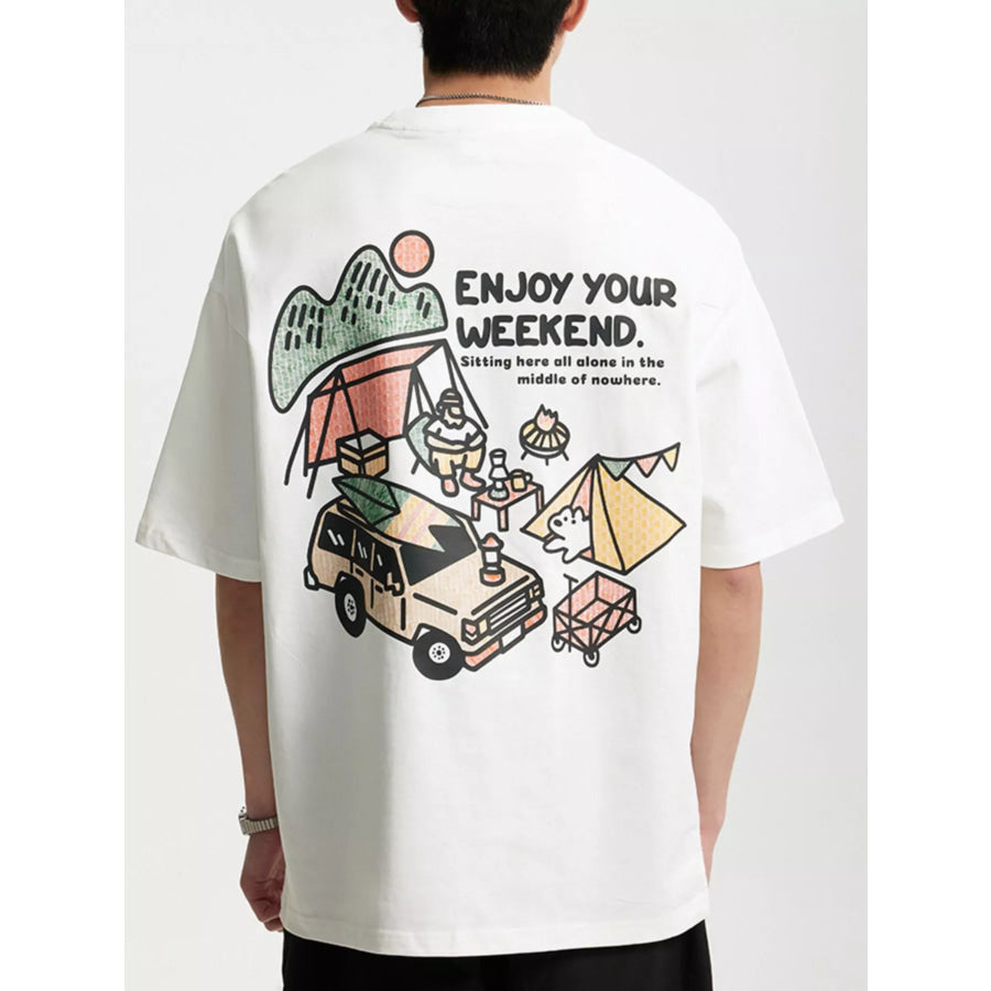 Men’s Graphic Round Neck T-Shirt White / M Apparel and Accessories