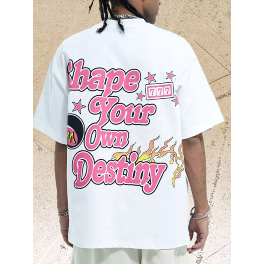 Men’s Graphic Round Neck T-Shirt White / S Apparel and Accessories