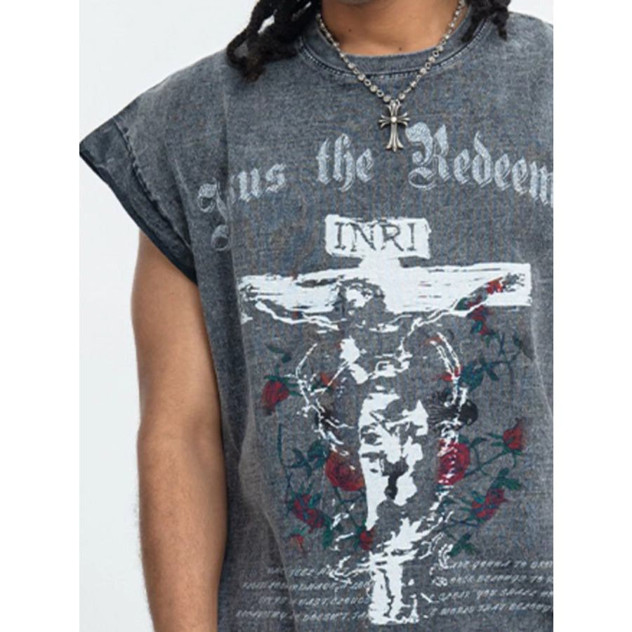 Men’s Graphic Round Neck Tank Top Apparel and Accessories