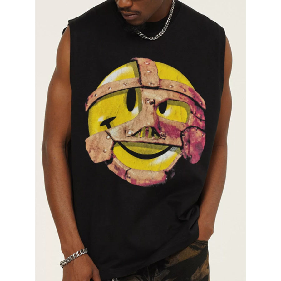 Men’s Graphic Round Neck Tank Top Black / M Apparel and Accessories