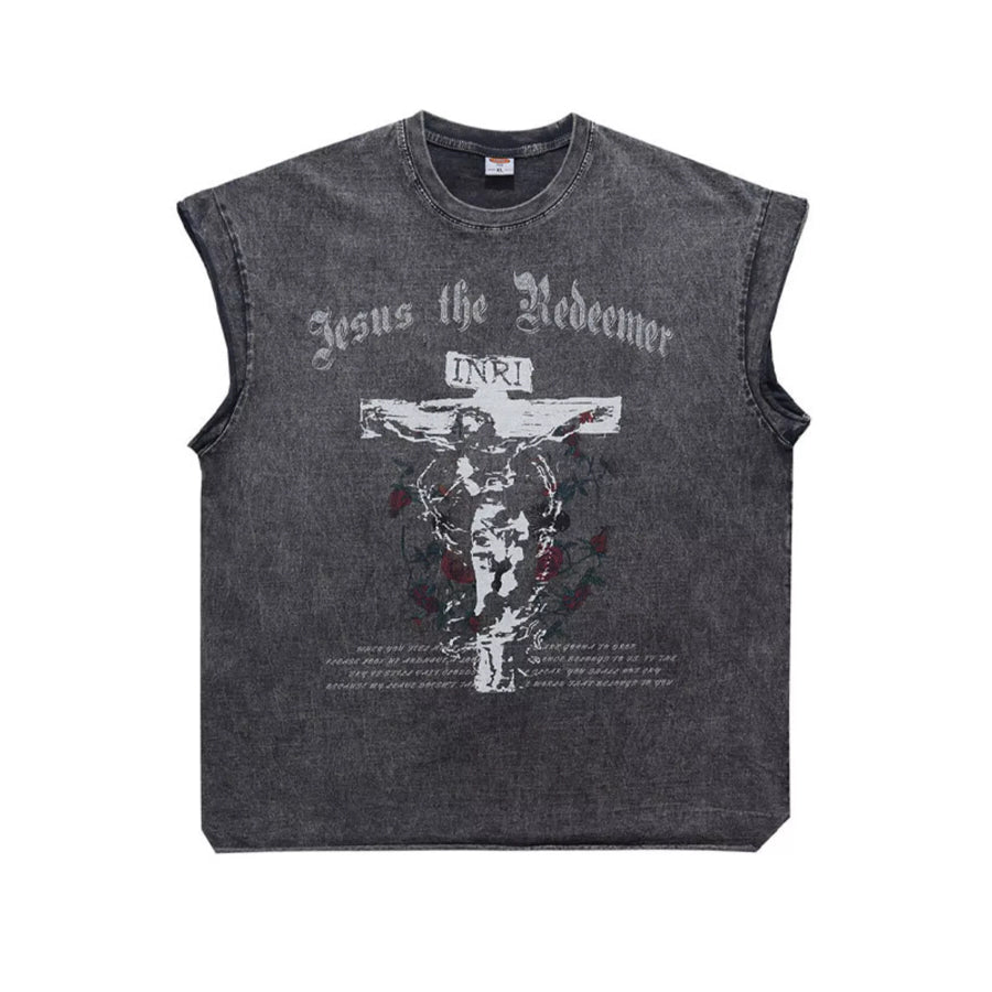 Men’s Graphic Round Neck Tank Top Dark Gray / M Apparel and Accessories