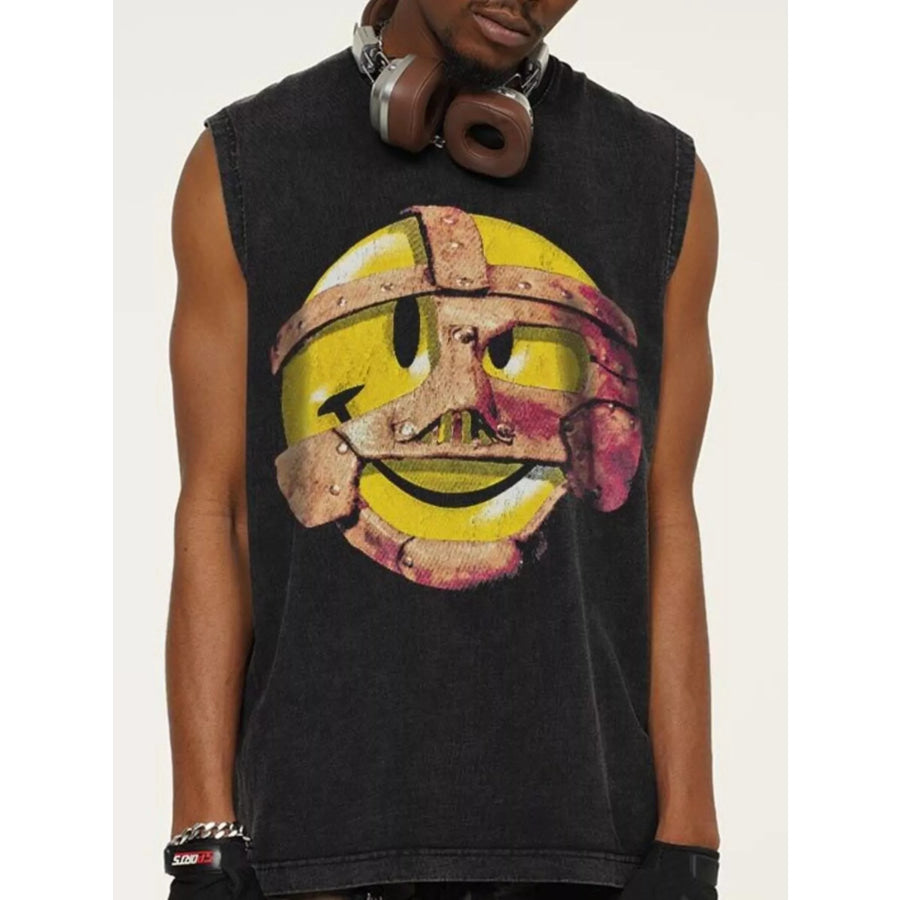 Men’s Graphic Round Neck Tank Top Dark Gray / M Apparel and Accessories
