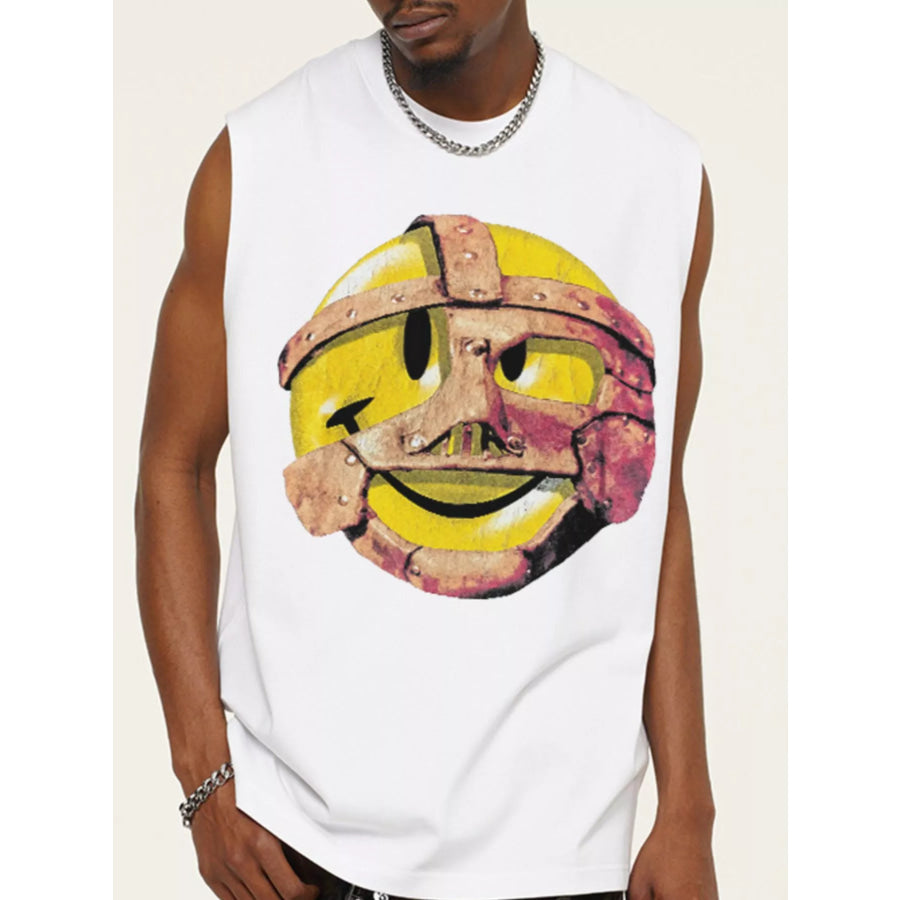Men’s Graphic Round Neck Tank Top White / M Apparel and Accessories